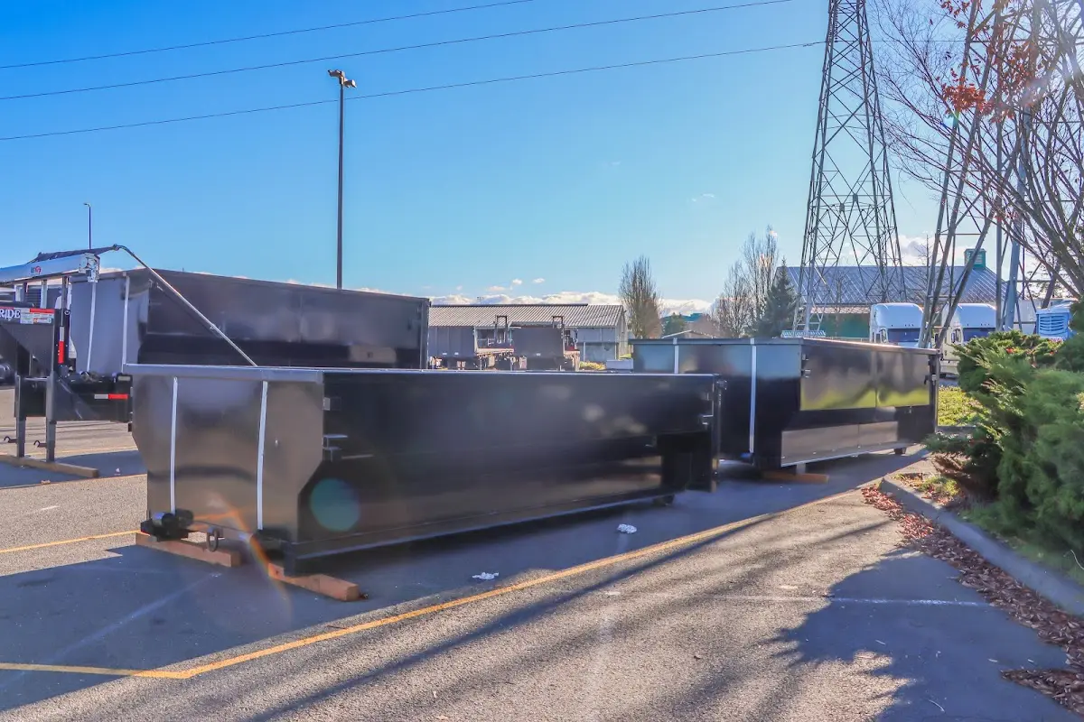 Roll-off dumpster ready for waste disposal at job site for Cleanout Dumpster Rental in Gibsonville